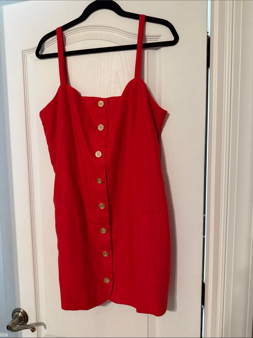 J Crew Red Button-Front Dress